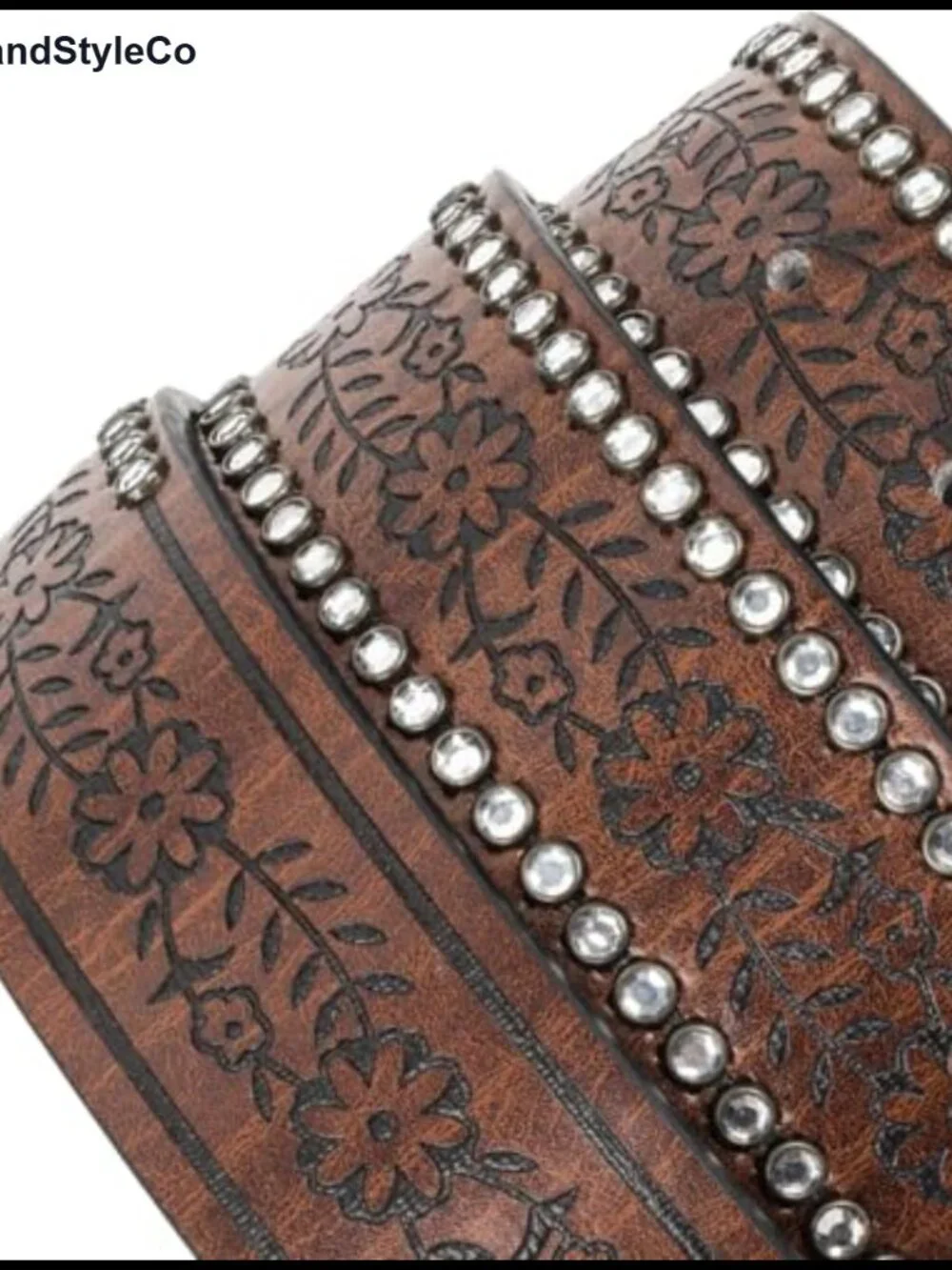 Western Engraved PU Leather Belt - Fits 28-38 Waist